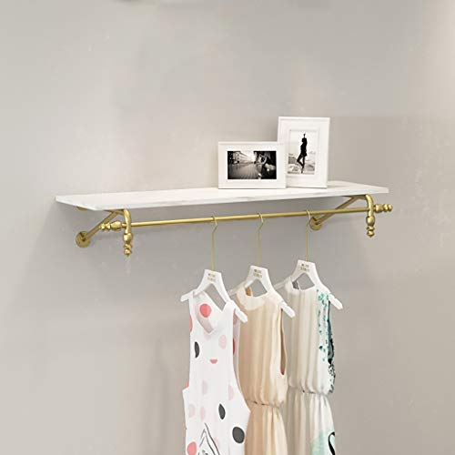SIBEG Weißes schwebendes Regal mit Kleiderstange, wandmontierter Kleiderständer, Kleiderständer, Garderobenständer mit Regal (Größe: 120 x 40 cm) von SIBEG