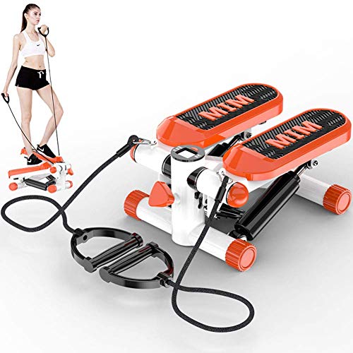 Stepper-Trainingsgerät, Mini-Stepper mit Widerstandsbändern, hydraulischer Mute-Stepper, Klettergerät, Mini-Fitness-Trainingsgerät (Orange 38 x 30 x 20 cm) von SIBEG