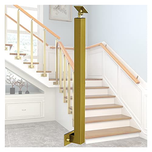 Terrassengeländer – Metall-Terrassengeländer, Treppe, Veranda, Treppenhaus, Spindeln für Holz- und Verbunddecks, quadratische Treppengeländer für den Innenbereich mit Schrauben-Set (Farbe: Gold, 1 von SIBEG