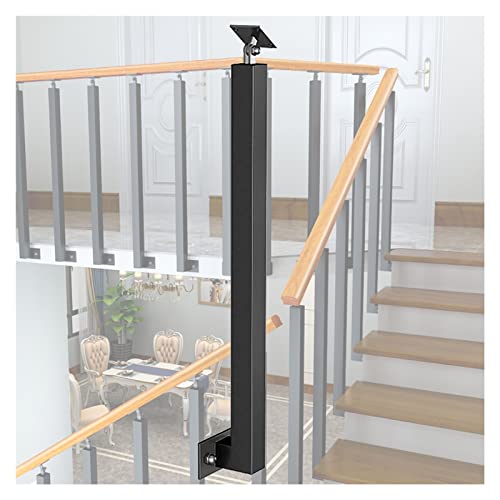 Terrassengeländer – Metall-Terrassengeländer, Treppen, Veranda, Treppenspindeln für Holz- und Verbunddecks, quadratische Treppengeländer für den Innenbereich mit Schrauben-Set (Farbe: Schwarz, 1 von SIBEG