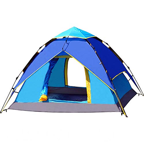Zelt, Campingzelt, 3–4 Personen, einfaches, sofortiges Pop-up-Zelt, automatisch, hydraulisch, doppelschichtig, 2 Farben, für Wandern, Reisen (blau) von SIBEG