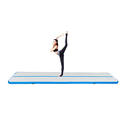 SICHENSH 1 x 5m Aufblasbar Tumbling Matten Aufblasbare Gymnastikmatte Turnmatte Aufblasbar mit Elektrische Luftpumpe Yogamatte Tumbling Matten Trainingsmatte für Innen oder Außen (Blau) von SICHENSH