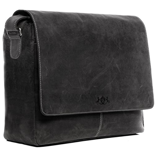 SID & VAIN Laptoptasche Messenger Bag Spencer aus Büffel-Leder I Business-Tasche XL groß für Herren 15 Zoll extra Laptop-Hülle I Umhängetasche grau handgefertigt SID & VAIN Laptoptasche Messenger Bag Spencer aus Büffel-Leder I Business-Tasche XL groß für Herren 15 Zoll extra Laptop-Hülle I Umhängetasche grau handgefertigt von SID & VAIN