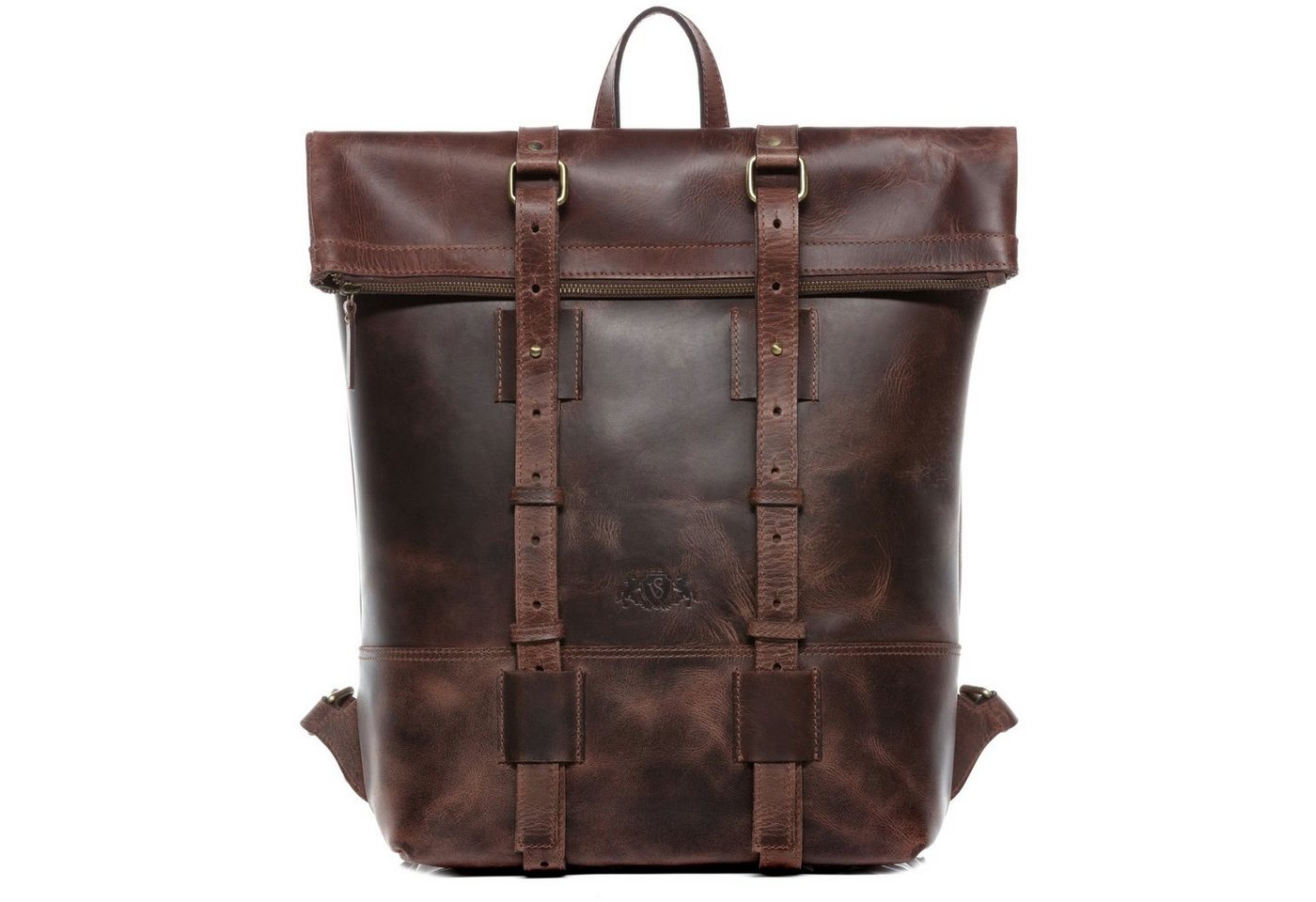 SID & VAIN Rucksack echt Leder Rucksack groß 15 Zoll Laptop Fach braun, Tagesrucksack Roll-Top Echtleder Damen Herren Vintage-dunkelbraun SID & VAIN Rucksack echt Leder Rucksack groß 15 Zoll Laptop Fach braun, Tagesrucksack Roll-Top Echtleder Damen Herren Vintage-dunkelbraun von SID & VAIN