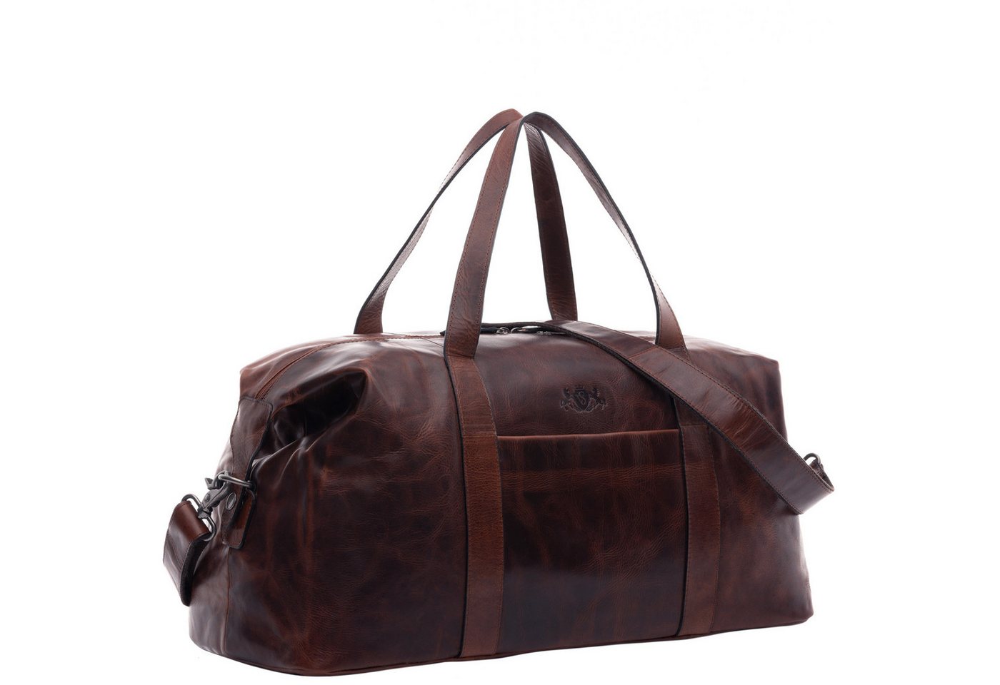 SID & VAIN Reisetasche echt Leder Weekender groß dark-chestnut, Echtleder Reisegepäck für Damen & Herren, Sporttasche XL braun-cognac von SID & VAIN