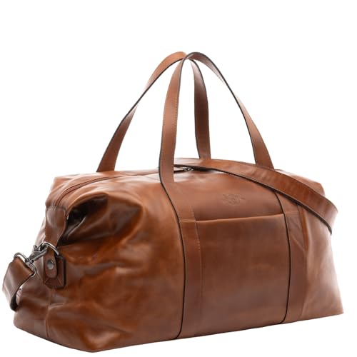 SID & VAIN XL Reisetasche AUBURN aus Premium Leder I Sporttasche groß für Herren und Damen I Weekender Kabinengröße braun handgefertigt von SID & VAIN