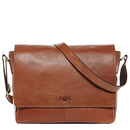 SID & VAIN große Laptoptasche Messenger Bag echt Leder - 15 Zoll Laptop Business-Tasche Spencer - Umhängetasche mit extra Laptop-Hülle - Ledertasche Herren Damen braun handgefertigt von SID & VAIN