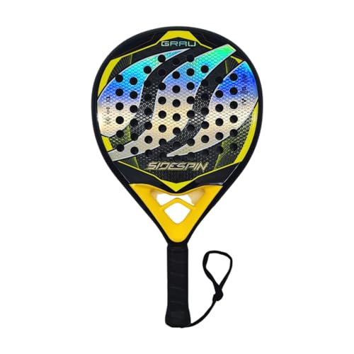 Side Spin Padelschläger Grau 12K, präzise Kontrolle und Explosive Leistung, runde Form, Kohlefaser 12 k, gelb/schwarz, Einheitsgröße, Gewicht 365 g Side Spin Padelschläger Grau 12K, präzise Kontrolle und Explosive Leistung, runde Form, Kohlefaser 12 k, gelb/schwarz, Einheitsgröße, Gewicht 365 g von SIDE SPIN