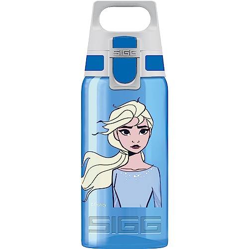 SIGG - Trinkflasche Kinder - Viva One Disney Die Eiskönigin Elsa - Für Kohlensäurehaltige Getränke Geeignet - Auslaufsicher - Spülmaschinenfest - BPA-frei - Sport - Blau - 0,5L von SIGG