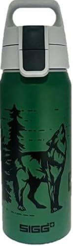 SIGG - Alu Trinkflasche Kinder - WMB ONE Brave Wolf - Für Kohlensäurehaltige Getränke Geeignet - Auslaufsicher - Federleicht - BPA-frei - ClimatePartner Zertifiziert - Sport & Schule - Grün - 0,6L von SIGG