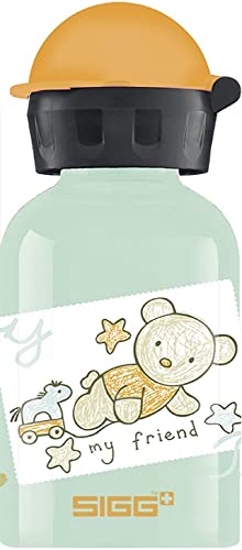 SIGG - Alu Trinkflasche Kinder - KBT Bear friend - Auslaufsicher - Federleicht - BPA-frei - Klimaneutral Zertifiziert - Hellgrün- 0,3L von SIGG