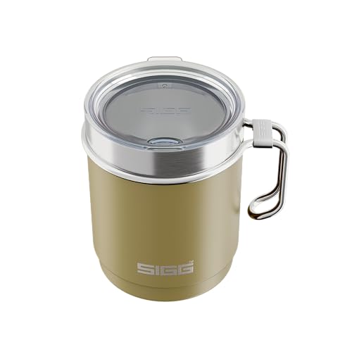 SIGG - Camp Thermobecher - Travel Mug Caramel Sand - Mit Tritan-Deckel - Spülmaschinenfest - Mit Henkel - BPA-frei - Isolierbecher doppelwandig - Weiss - 0,36L von SIGG