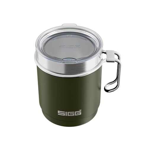 SIGG - Camp Thermobecher - Travel Mug Roasted Green - Mit Tritan-Deckel - Spülmaschinenfest - Mit Henkel - BPA-frei - Isolierbecher doppelwandig - Weiss - 0,36L von SIGG