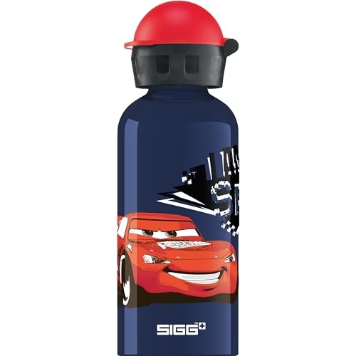 SIGG - Alu Trinkflasche Kinder - KBT Disney Cars - Auslaufsicher & Bruchsicher - Federleicht - BPA-frei - Klimaneutral Zertifiziert - Sport & Schule - Dunkelblau & Rot - 0,4L von SIGG