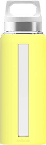 SIGG Dream Ultra Lemon Trinkflasche (0.65 L), schadstofffreie und hitzebeständige Trinkflasche, auslaufsichere Trinkflasche aus Glas mit Silikonhülle von SIGG