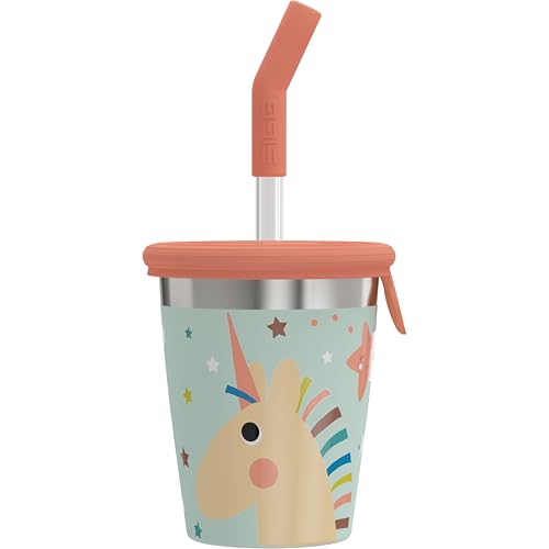 SIGG - Edelstahl Kinderbecher mit Silikondeckel & Tritan Strohhalm - Schwappsicher - BPA-frei - Leicht & Robust - Einhorn - 0,35L SIGG - Edelstahl Kinderbecher mit Silikondeckel & Tritan Strohhalm - Schwappsicher - BPA-frei - Leicht & Robust - Einhorn - 0,35L von SIGG