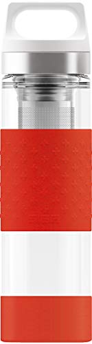 SIGG Hot & Cold Glass, Doppelwandige-isolierte Glas Trinkflasche mit Silikonschutz, 0.4 L, BPA Frei, Rot SIGG Hot & Cold Glass, Doppelwandige-isolierte Glas Trinkflasche mit Silikonschutz, 0.4 L, BPA Frei, Rot von SIGG