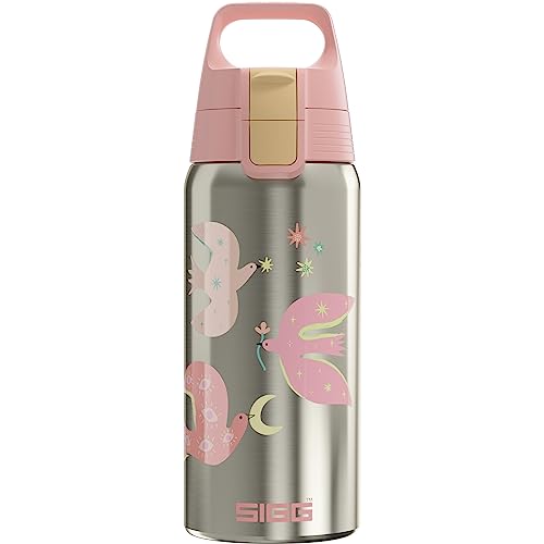 SIGG - Isolierte Trinkflasche Kinder - Shield Therm One Fly Away - Kohlensäuregeeignet - Auslaufsicher - Spülmaschinenfest - BPA-frei - 90% recycelter Edelstahl - Brushed & Pink mit Vögeln - 0,5L SIGG - Isolierte Trinkflasche Kinder - Shield Therm One Fly Away - Kohlensäuregeeignet - Auslaufsicher - Spülmaschinenfest - BPA-frei - 90% recycelter Edelstahl - Brushed & Pink mit Vögeln - 0,5L von SIGG