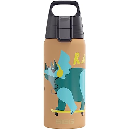 SIGG - Isolierte Trinkflasche Kinder - Shield Therm One Rawsome - Kohlensäuregeeignet - Auslaufsicher - Spülmaschinenfest - BPA-frei - 90% recycelter Edelstahl - Sandbraun mit Dinosaurier - 0,5L SIGG - Isolierte Trinkflasche Kinder - Shield Therm One Rawsome - Kohlensäuregeeignet - Auslaufsicher - Spülmaschinenfest - BPA-frei - 90% recycelter Edelstahl - Sandbraun mit Dinosaurier - 0,5L von SIGG