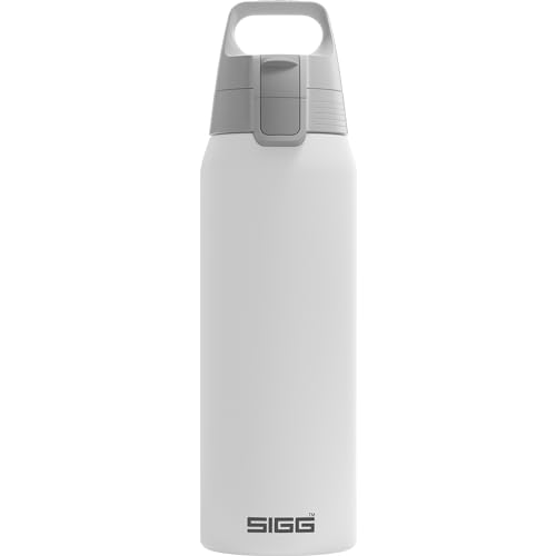 SIGG - Isolierte Trinkflasche - Shield Therm One White - Für kohlensäurehaltige Getränke geeignet - Auslaufsicher - Spülmaschinenfest - BPA-frei - 90% recycelter Edelstahl - Weiss - 0.75L von SIGG