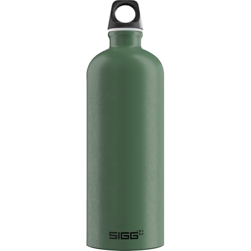 SIGG - Alu Trinkflasche - Traveller Leaf Green - Klimaneutral Zertifiziert - Für Kohlensäurehaltige Getränke Geeignet - Auslaufsicher - Federleicht - BPA-frei - Grün - 1L von SIGG