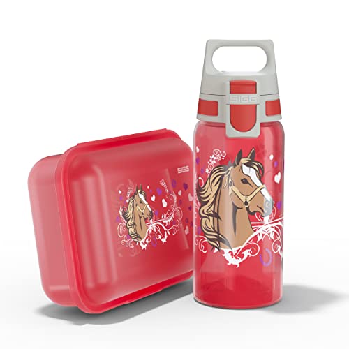 SIGG - Trinkflasche Kinder 0,5L & Brotdose 1L - Viva Lunchbox Set Jurassica - Federleicht - Spülmaschinenfest- BPA-frei - Ideal Für Die Schule - Rot von SIGG