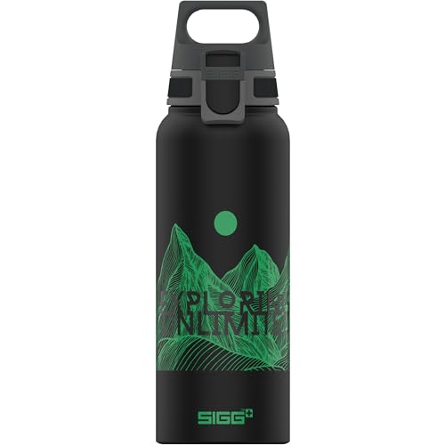 SIGG WMB ONE Pathfinder Black Wasserflasche (1.0 L), schadstofffreie und auslaufsichere Trinkflasche, federleichte Trinkflasche aus Aluminium, Made in Switzerland von SIGG