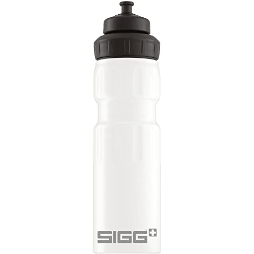 SIGG WMB Sports White Touch Sport Trinkflasche (0.75 L), schadstofffreie und auslaufsichere Trinkflasche, federleichte Trinkflasche aus Aluminium von SIGG