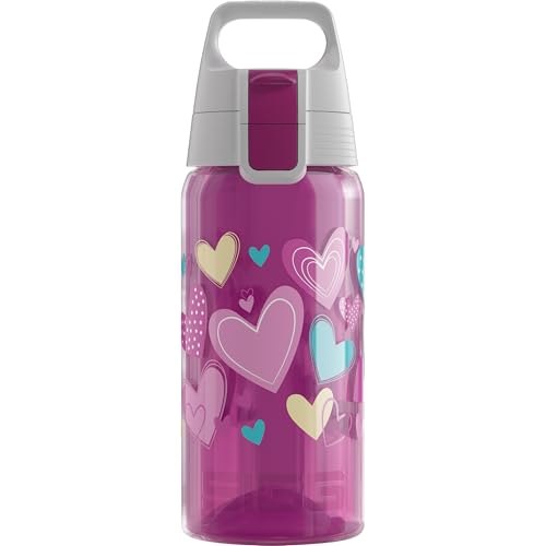 SIGG - Trinkflasche Kinder - Viva One Hearts - Für Kohlensäurehaltige Getränke Geeignet - Auslaufsicher - Spülmaschinenfest - BPA-frei - Sport - Rosa - 0,5L von SIGG