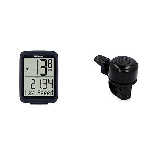 SIGMA SPORT BC 10.0 WL | kabelloser Fahrradcomputer mit zahlreichen Funktionen | Bike Computer für höchste Ansprüche & Fischer Mini Fahrradglocke, schwarz, One Size SIGMA SPORT BC 10.0 WL | kabelloser Fahrradcomputer mit zahlreichen Funktionen | Bike Computer für höchste Ansprüche & Fischer Mini Fahrradglocke, schwarz, One Size von SIGMA