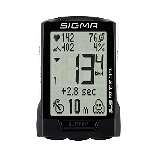 SIGMA SPORT BC 23.16 STS White | Fahrradcomputer mit Fahrrad-, Höhen- und Herzfrequenz Funktionen, Trittfrequenz hoher Log Kapazität Weißer Fahrradtacho einfacher Bedienung, 02316 von SIGMA SPORT