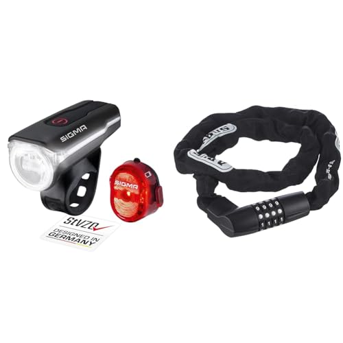 SIGMA SPORT - LED Fahrradlicht Set Aura 60 und Nugget II & ABUS Kettenschloss Tresor 1385 – Zahlenschloss aus gehärtetem Stahl – 7 mm Starke Vierkantkette – ABUS-Sicherheitslevel 7 – 85 cm – Schwarz SIGMA SPORT - LED Fahrradlicht Set Aura 60 und Nugget II & ABUS Kettenschloss Tresor 1385 – Zahlenschloss aus gehärtetem Stahl – 7 mm Starke Vierkantkette – ABUS-Sicherheitslevel 7 – 85 cm – Schwarz von SIGMA