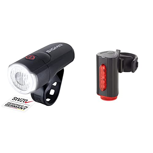SIGMA Sport - Aura 30 | LED Fahrradlicht 30 Lux | Schwarz & Fischer Twin Fahrrad-Rücklicht mit 360° Bodenleuchte für mehr Sichtbarkeit und Schutz, aufladbarer Akku SIGMA Sport - Aura 30 | LED Fahrradlicht 30 Lux | Schwarz & Fischer Twin Fahrrad-Rücklicht mit 360° Bodenleuchte für mehr Sichtbarkeit und Schutz, aufladbarer Akku von SIGMA