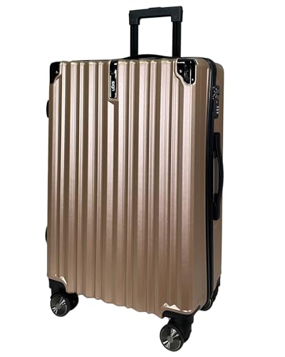 SIGN Hartschalenkoffer Trolley ABS Reisekoffer 360° Doppelrollen (Beautycase-Handgepäck-Mittel-Groß-Set) (Gold, Großer Koffer (75cm)) von SIGN