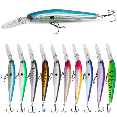 SILANON Harte Angelköder, Elritzenköder, Barsch, Kurbelköder-Set, lebensechte Schwimmköder, tieftauchende Köder mit Drillingshaken für Barsch, Forelle, Zander, Rotbarsch SILANON Harte Angelköder, Elritzenköder, Barsch, Kurbelköder-Set, lebensechte Schwimmköder, tieftauchende Köder mit Drillingshaken für Barsch, Forelle, Zander, Rotbarsch von SILANON
