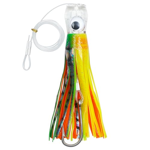 Trolling Lures Salzwasser, 15,2 cm, Offshore Big Game Trolling Köder Skirted Tiefsee-Angelköder Set für Mahi Thunfisch Marlin Wahoo Rigged mit Vorfach Tintenfisch Röcke Haken Trolling Lures Salzwasser, 15,2 cm, Offshore Big Game Trolling Köder Skirted Tiefsee-Angelköder Set für Mahi Thunfisch Marlin Wahoo Rigged mit Vorfach Tintenfisch Röcke Haken von SILANON