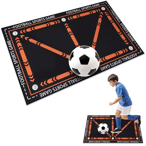 Fußball-Fußschritt-Trainingsmatte, rutschfest, geräuschlos, Fußball-Trainingsgerät zur Verbesserung des Dribbels, Ballkontrolle, Fußballmeisterungsmatte, Größe 60 x 90 cm, Orange von SIMAKARA