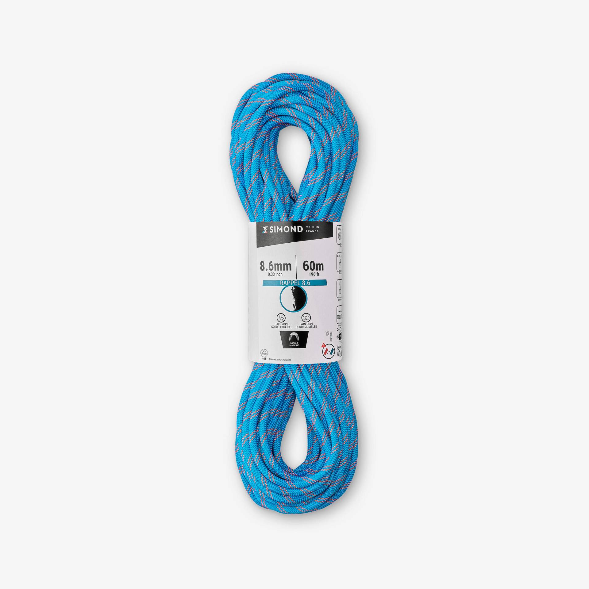 Halbseil für Klettern und Bergsteigen 8.6 mm × 60 m - Rappel 8.6 blau Halbseil für Klettern und Bergsteigen 8.6 mm × 60 m - Rappel 8.6 blau von SIMOND