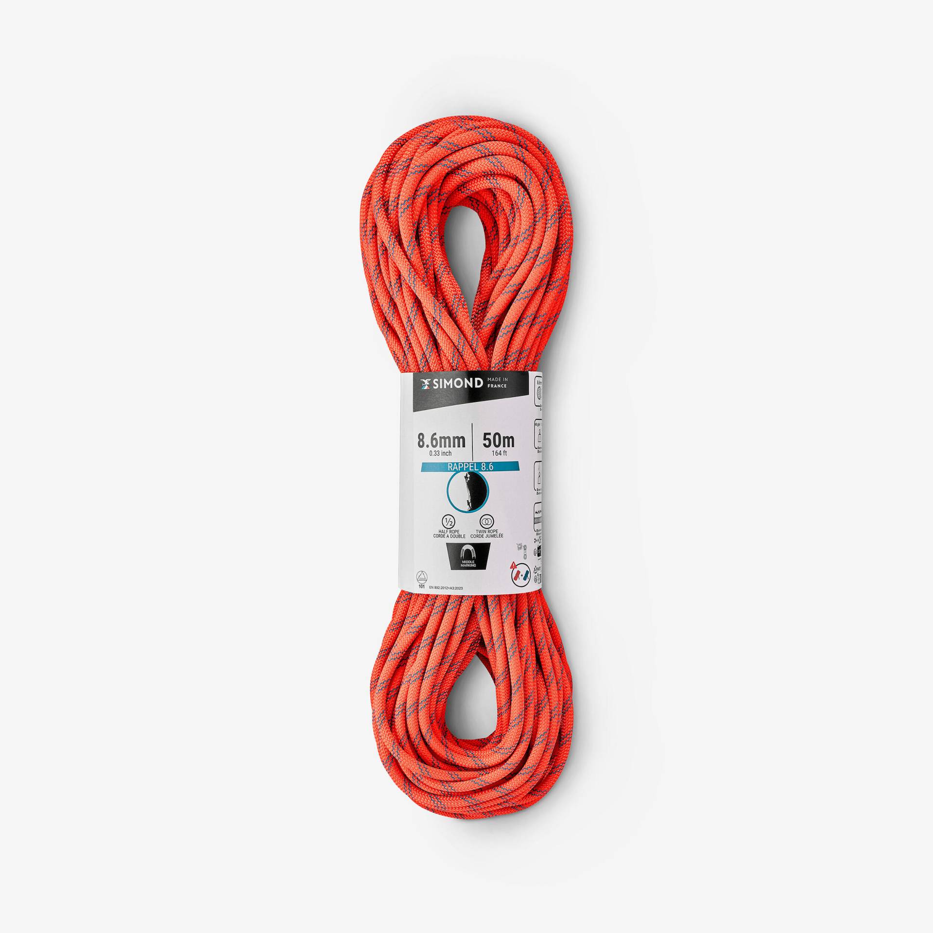 Kletter-Halbseil 8.6 mm × 50 m ‒ Rappel 8.6 orange Kletter-Halbseil 8.6 mm × 50 m ‒ Rappel 8.6 orange von SIMOND