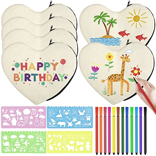 SIMSPEAR 6 Stück Federmäppchen zum Bemalen, Basteln Kindergeburtstag mit 12 Buntstift, 4 DIY Malschablonen, Stoffbeutel zum Bemalen für Basteln Geburtstagsparty, Mäppchen, Aufbewahrung Schreibwaren SIMSPEAR 6 Stück Federmäppchen zum Bemalen, Basteln Kindergeburtstag mit 12 Buntstift, 4 DIY Malschablonen, Stoffbeutel zum Bemalen für Basteln Geburtstagsparty, Mäppchen, Aufbewahrung Schreibwaren von SIMSPEAR