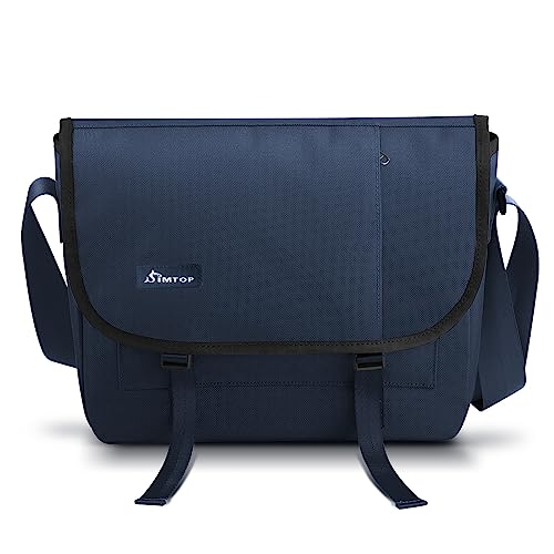 SIMTOP Tablet Tasche Umhängetasche Tasche Messenger Bag mit Gepolstertem Schultergurt Schultasche Herrentasche für Arbeit, Schule, Business Outdoor Büro Blau von SIMTOP