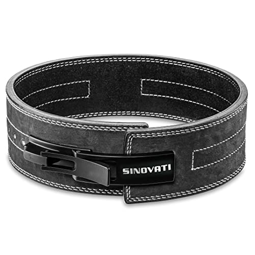 SINOVATI Profi Gewichthebergürtel KDK Gürtel aus Nubukleder mit Schnalle, Weightlifting Lever Belt für Fitness Powerlifting Krafttraining Bodybuilding (Dunkelgrau, S) von SINOVATI