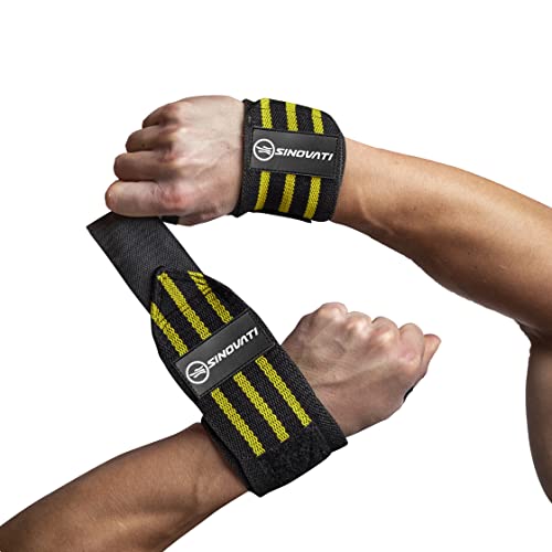 SINOVATI Fitness Handgelenk Bandagen, Handgelenkstütze Sport, Wrist Wraps für Fitness, Crossfit, Calisthentics, Powerlifting, Bodybuilding, Frauen und Männer (Stark, Schwarz/Gelb) von SINOVATI