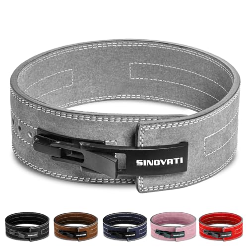 SINOVATI Premium Gewichthebergürtel KDK Gürtel mit Schnalle, Weightlifting Lever Belt für Fitness Powerlifting Krafttraining Bodybuilding, mit 8.5cm / 10cm Höhe, Frauen und Männer (Grau, L) von SINOVATI