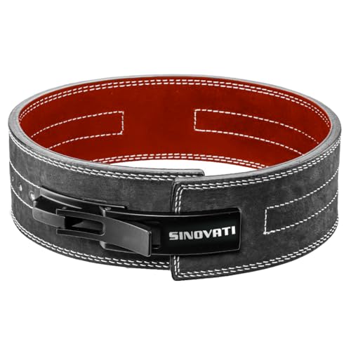 SINOVATI Profi Gewichthebergürtel KDK Gürtel aus Nubukleder mit Schnalle, Weightlifting Lever Belt für Fitness Powerlifting Krafttraining Bodybuilding (Dunkelgrau, L) von SINOVATI