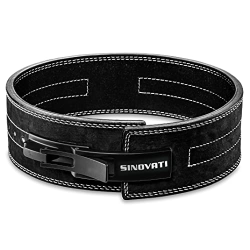 Profi Gewichthebergürtel KDK Gürtel aus Nubukleder mit Schnalle, Weightlifting Lever Belt für Fitness Powerlifting Krafttraining Bodybuilding (Schwarz, L) von SINOVATI