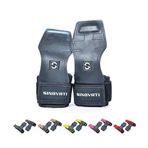 SINOVATI Zughilfen Krafttraining Lifting Straps | Fitness Zughilfen Crossfit Grips für Kraftsport Bodybuilding und Crossfit | Grip Pads Fitness mit 7mm Handgelenkpolster, Schwarz L von SINOVATI