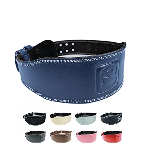 Weight-lifting Belt Gewichthebergürtel Kraftraining | Gym Gürtel Gewichtheben Powerlifting Belt für Kraftsport wie Deadlift, Body-Building, Kniebeugen und Fitness | Fitness-Gürtel mit Polster, Blau S von SINOVATI