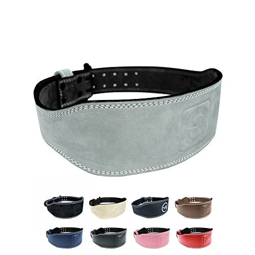 Weight-lifting Belt Gewichthebergürtel Kraftraining | Gym Gürtel Gewichtheben Powerlifting Belt für Kraftsport wie Deadlift, Kniebeugen und Body-Building | Fitness-Gürtel mit Polster, Grau-Nubuck M von SINOVATI