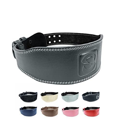 Weight-lifting Belt Gewichthebergürtel Kraftraining | Gym Gürtel Gewichtheben Powerlifting Belt für Kraftsport wie Deadlift, Kniebeugen und Body-Building | Fitness-Gürtel mit Polster, Schwarz-Glatt L von SINOVATI